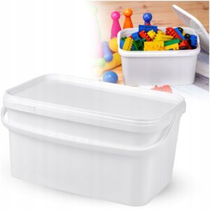 WIADRO WIADERKO PLASTIKOWE POKRYWKA BIAŁE ATEST SPOŻYWCZE PROSTOKĄTNE 2,5L