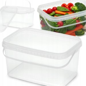 WIADRO WIADERKO PLASTIKOWE Z POKRYWKĄ ATEST SPOŻYWCZE MOCNE PROSTOKĄTNE 5L