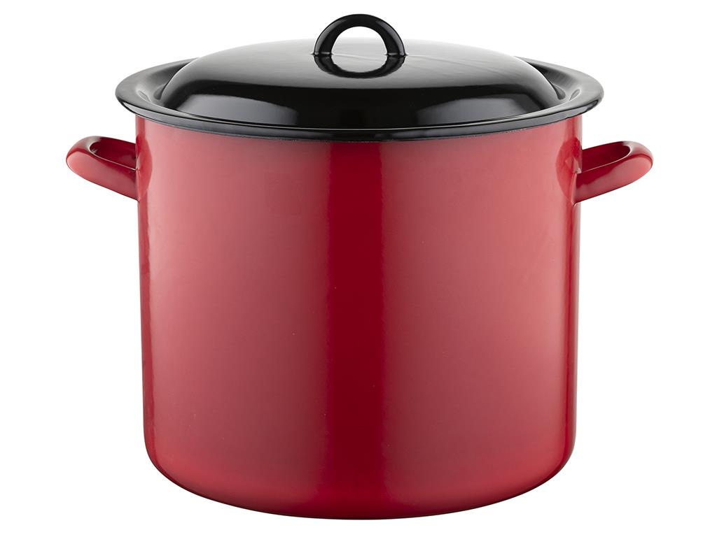 GARNEK EMALIOWANY GŁADKI CZERWONY 28CM 15L