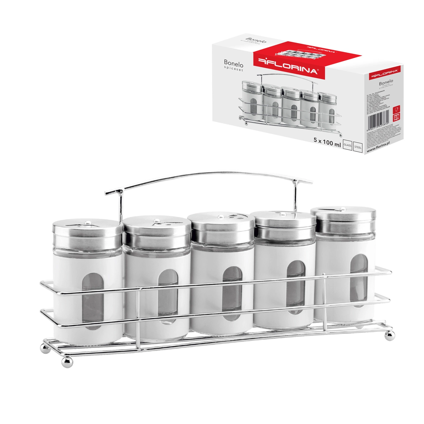 FLORINA PRZYPRAWNIKI BONELO WHITE W STOJAKU 5 SZT - obrazek 2