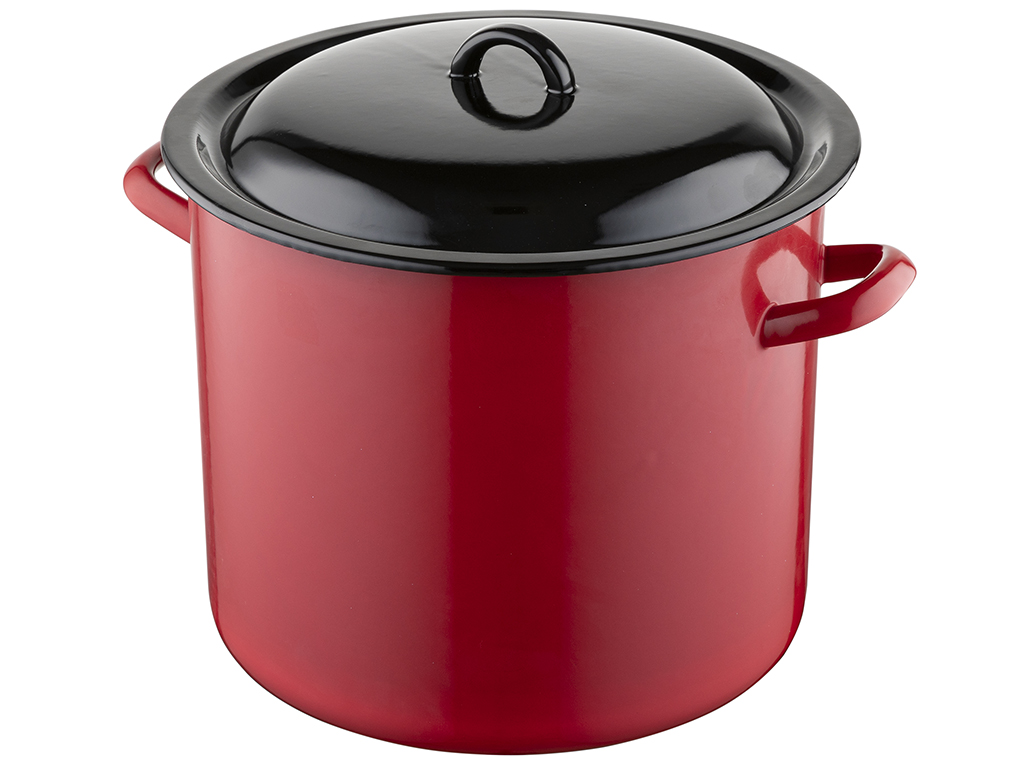 GARNEK EMALIOWANY GŁADKI CZERWONY 28CM 15L - obrazek 2