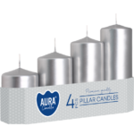 ŚWIECA WALEC SW50/4-271 SREBRNY METALIK