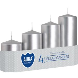 ŚWIECA WALEC SW50/4-271 SREBRNY METALIK